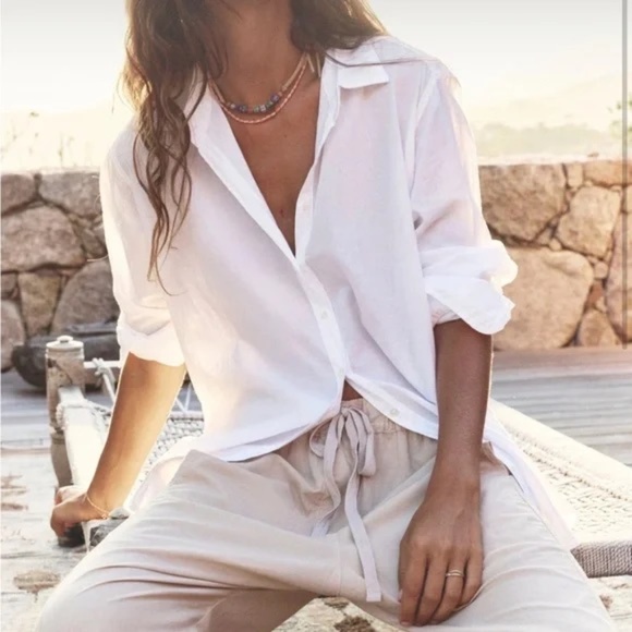 XiRENA White Beau Button Down Cotton Shirt - Size Medium - Picture 1 of 7